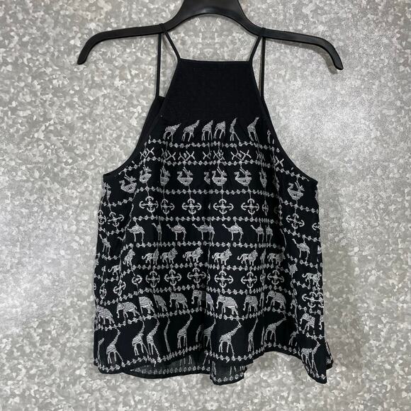 HD In Paris Women's Black Embroidered Animals Tank Top - Size Small - Whimsical - Picture 8 of 8